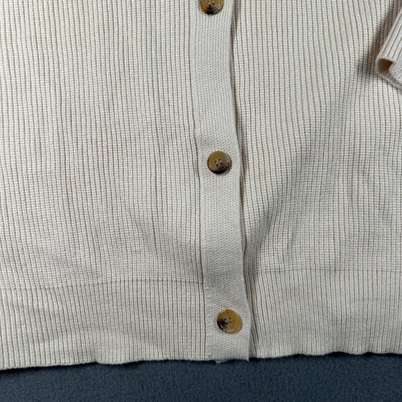 Lillusory Cardigan Sweater Womens Large Beige Button Front Ribbed Knit Pullover - Picture 6 of 11
